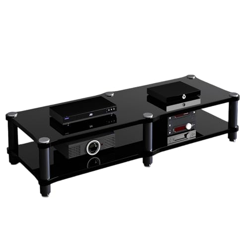 HiFi Rack TV Rack Entertainment-Center, Schallplattenständer für Verstärker Plattenspieler Stereo-Receiver, Offener CD-Player-Ständer für Heimkino Schlafzimmer(Black,37 * 48cm/14.6 * 18.9in) von Generic