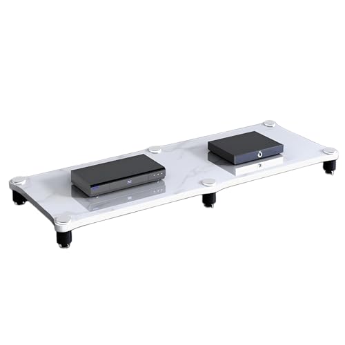 HiFi Rack TV Rack Entertainment-Center, Schallplattenständer für Verstärker Plattenspieler Stereo-Receiver, Offener CD-Player-Ständer für Heimkino Schlafzimmer(White,10 * 48cm/3.9 * 18.9in) von Generic