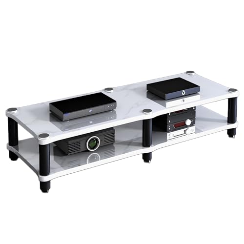 HiFi Rack TV Rack Entertainment-Center, Schallplattenständer für Verstärker Plattenspieler Stereo-Receiver, Offener CD-Player-Ständer für Heimkino Schlafzimmer(White,37 * 48cm/14.6 * 18.9in) von Generic