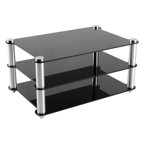 HiFi Rack aus Acryl und Aluminiumlegierung, HiFi Regal für Plattenspieler & Stereoanlagen & Kompaktanlage, Audio Komponentenschrank Offener CD-Player-Ständer(Black) von Generic