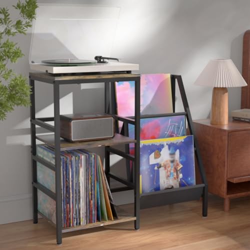 HiFi Rack aus Holz & Stahl Audio-Komponenten, Offener CD-Player-Ständer AV-Medienständer, Entertainment-Center Schallplattenständer, für Heimkino Schlafzimmer Büro HiFi Rack aus Holz & Stahl Audio-Komponenten, Offener CD-Player-Ständer AV-Medienständer, Entertainment-Center Schallplattenständer, für Heimkino Schlafzimmer Büro von Generic