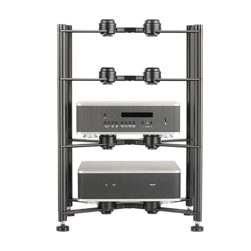 HiFi Regal Stereo-Audio-Medienschrank mit 1/2/3/4 Ebenen, HiFi Rack Audio-Komponenten Entertainment-Center, Offener CD-Player-Ständer für Kompaktanlage(47.5cm/18.7in) von Generic