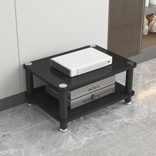 HiFi Regal Stereo-Audio-Medienschrank mit 1/2/3/4 Ebenen HiFi Rack aus Holz & Stahl, Offener CD-Player-Ständer, für Hi-Fi-Anlagen und WLAN-Router(Black,30cm/11.8in) von Generic