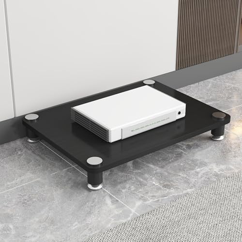 HiFi Regal Stereo-Audio-Medienschrank mit 1/2/3/4 Ebenen HiFi Rack aus Holz & Stahl, Offener CD-Player-Ständer, für Hi-Fi-Anlagen und WLAN-Router(Black,5cm/2in) von Generic