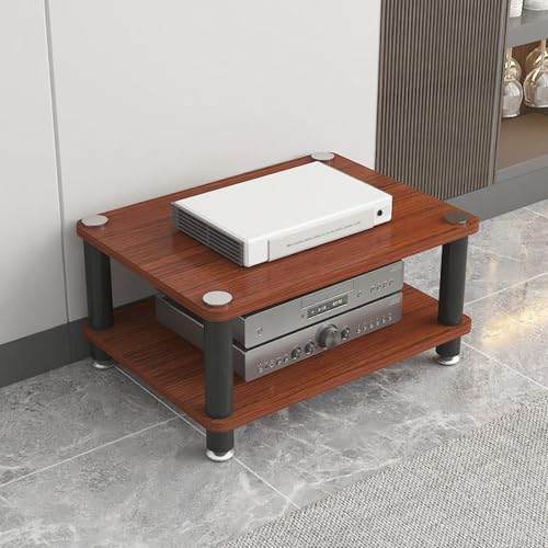 HiFi Regal Stereo-Audio-Medienschrank mit 1/2/3/4 Ebenen HiFi Rack aus Holz & Stahl, Offener CD-Player-Ständer, für Hi-Fi-Anlagen und WLAN-Router(Red,30cm/11.8in) von Generic