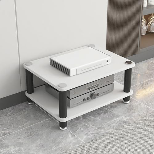 HiFi Regal Stereo-Audio-Medienschrank mit 1/2/3/4 Ebenen HiFi Rack aus Holz & Stahl, Offener CD-Player-Ständer, für Hi-Fi-Anlagen und WLAN-Router(White,30cm/11.8in) von Generic