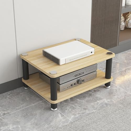 HiFi Regal Stereo-Audio-Medienschrank mit 1/2/3/4 Ebenen HiFi Rack aus Holz & Stahl, Offener CD-Player-Ständer, für Hi-Fi-Anlagen und WLAN-Router(Yellow,30cm/11.8in) von Generic