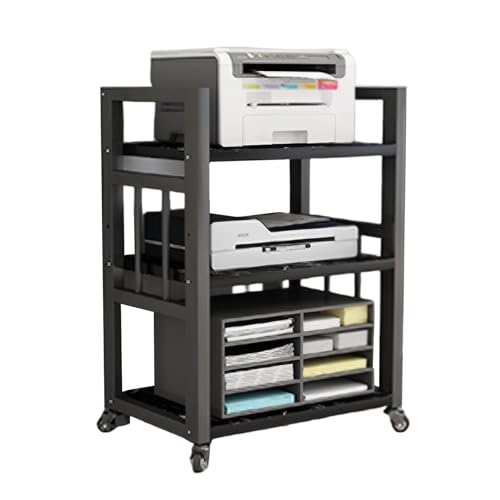 HiFi Regal Stereo-Audio-Medienschrank mit 3 Ebenen, HiFi Rack Aus Holz & Stahl Offener CD-Player-Ständer, for Wohnzimmer Büro Heimkino Beweglicher Video-Rack-Turm(Black 1) von Generic