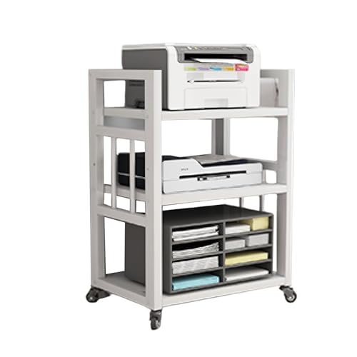 HiFi Regal Stereo-Audio-Medienschrank mit 3 Ebenen, HiFi Rack Aus Holz & Stahl Offener CD-Player-Ständer, for Wohnzimmer Büro Heimkino Beweglicher Video-Rack-Turm(White 2) von Generic