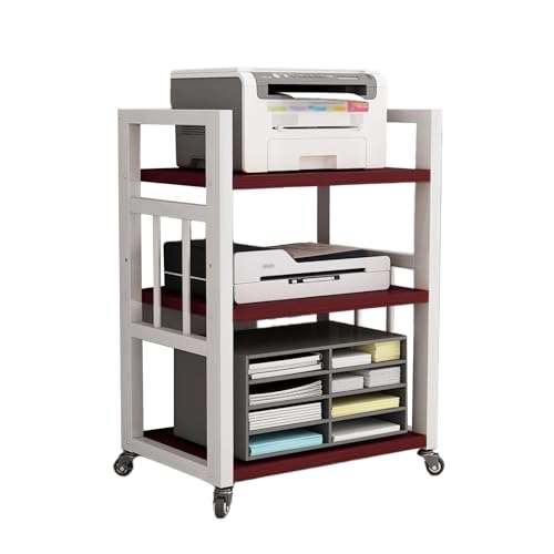 HiFi Regal Stereo-Audio-Medienschrank mit 3 Ebenen, HiFi Rack Aus Holz & Stahl Offener CD-Player-Ständer, for Wohnzimmer Büro Heimkino Beweglicher Video-Rack-Turm(White 3) von Generic