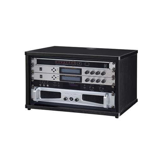HiFi Regal mit Füßen Audio-Komponenten, HiFi Rack aus Holz & Stahl, Offener CD-Player-Ständer, für Plattenspieler & Stereoanlagen & Kompaktanlage von Generic