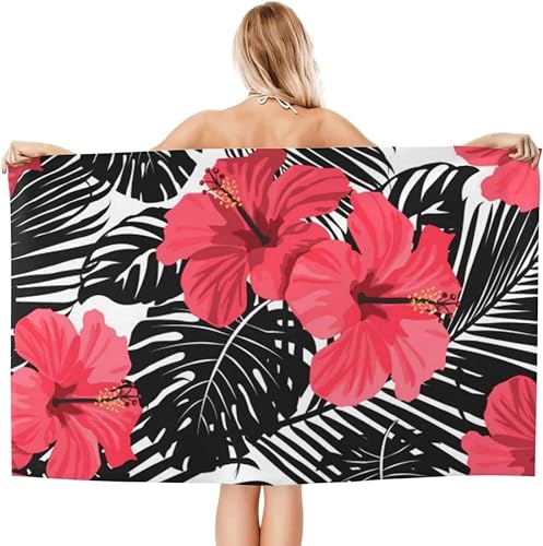 Hibiskus Strandtuch Groß 70x150, 3D Hibiskus Badetuch Mikrofaser Handtücher, Strandhandtuch SchnellTrocknend Badehandtuch, Saunatuch, Handtuch, Damen, Herren, Strandtücher, Badetücher A569 von Generic