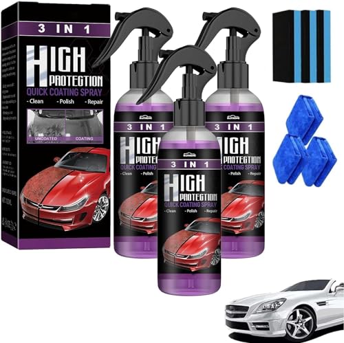 High Protection 3-in-1 Spray, 3-in-1 High Protection Spray,3-in-1 Car Paint Spray with High Protection, Car Polish, Multi Functional Coating Renewal Agent (3pcs) von Generic