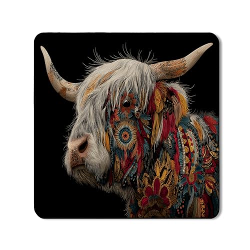 Highland Cow Waschtrockner Top Protector Mat Floral Waschmaschine Top Cover Artistic Rubber Anti-Rutsch Wasserdichte Matten für Waschküche 61 x 61 cm von Generic