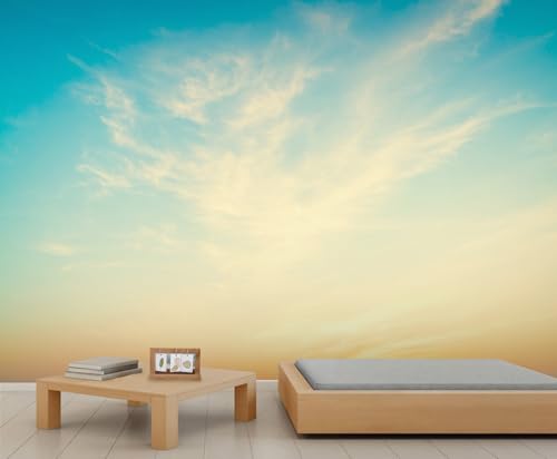 Himmel Wandbilder Blauer Farbverlauf Gelb und Orange Himmel Tapete für Wände Sonnenuntergangs Landschafts Tapete Wolken Tapete für Kinderzimmer Wohnzimmer Jungenzimmer Wandbild Poster 490 X 350 cm von Generic