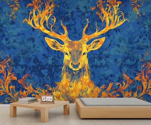 Hirsch Wandbild Dunkelblaue Tapete Abstrakte Blumenkunst Raumtapete Flammen Wandpapier für Schlafzimmer Wandbild Poster für Wohnzimmer Schlafzimmer Kinderzimmer Sofa TV Hintergrund Dekor Hirsch Wandbild Dunkelblaue Tapete Abstrakte Blumenkunst Raumtapete Flammen Wandpapier für Schlafzimmer Wandbild Poster für Wohnzimmer Schlafzimmer Kinderzimmer Sofa TV Hintergrund Dekor von Generic