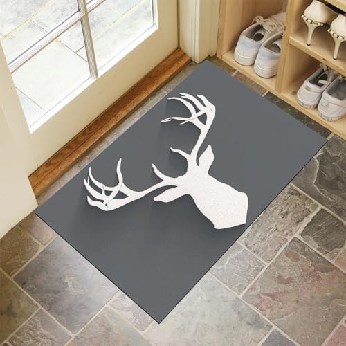 Hirschkopf-Silhouette Fußmatte Schmutzfangmatte Innen 50 X 80 cm rutschfeste Waschbar Fussmatte, Sauberlaufmatte Teppich Für Eingangsbereich, Haustür,Flur, Porch - Grau Moderner Minimalistischer Stil Hirschkopf-Silhouette Fußmatte Schmutzfangmatte Innen 50 X 80 cm rutschfeste Waschbar Fussmatte, Sauberlaufmatte Teppich Für Eingangsbereich, Haustür,Flur, Porch - Grau Moderner Minimalistischer Stil von Generic