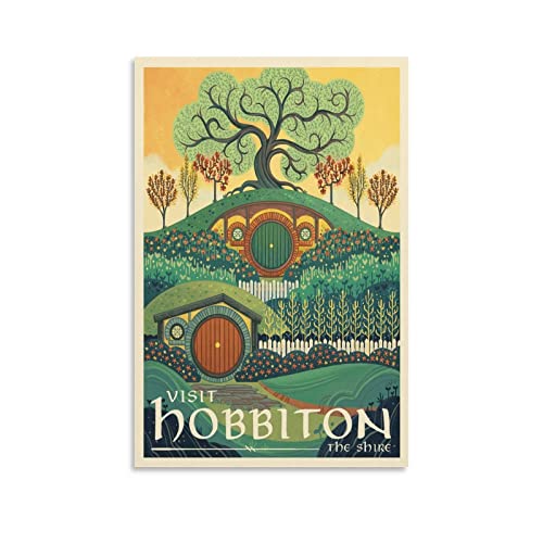 Hobbiton Vintage-Reiseposter Herr der Ringe Filmposter Poster Kunstdruck Wand-Foto Malposter Hängendes Bild Familiendekor 60 x 90 cm von Generic