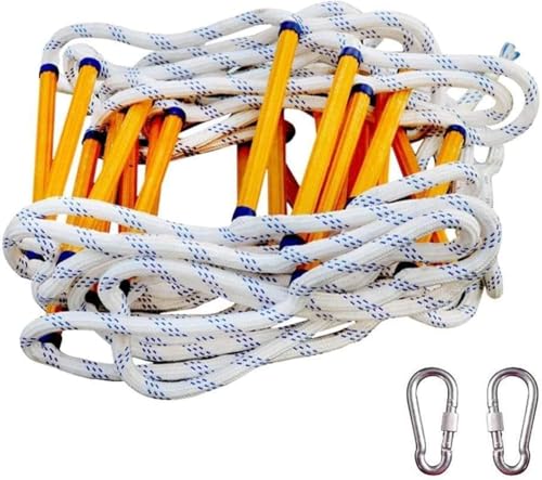Hochfestes Epoxidharz Falten Weiche Trittleiter Mit 2 Stück Stahlschnalle Feuerleiterseilleiter Länge 3-50 Meter, Yellow, 20m/65.6ft von Generic