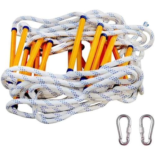 Hochfestes Epoxidharz Falten Weiche Trittleiter Mit 2 Stück Stahlschnalle Feuerleiterseilleiter Länge 3-50 Meter, Yellow, 8m/26.2ft von Generic