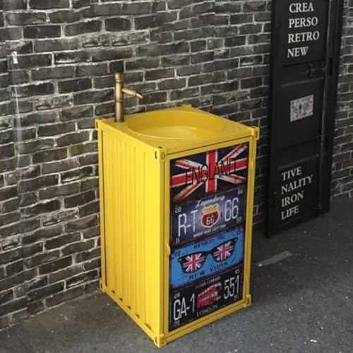 Hochleistungs-waschtischunterschrank Im Industriestil Mit Waschbecken, Wasserhahn Und Aufbewahrungsschrank, Freistehender Metall-waschtischschrank Für Bar Cafe Library Badezimmer, Yellow Hochleistungs-waschtischunterschrank Im Industriestil Mit Waschbecken, Wasserhahn Und Aufbewahrungsschrank, Freistehender Metall-waschtischschrank Für Bar Cafe Library Badezimmer, Yellow von Generic