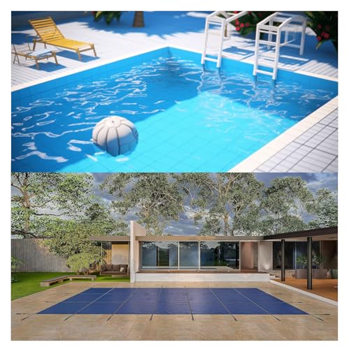 Hochwertige Rechteckige Blaue Winter-Poolabdeckung Winter-Sicherheitsabdeckungen Für Freibäder Dreifach Vernäht & Regendurchlässig Für Schwimmbad-Sicherheitsabdeckungen(Blue,Rectangle 16x36ft) von Generic