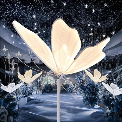 Hochzeit Schmetterling Stehlampe Led Kreative Decke Hängende Schmetterlingslampe Für Gartenparty Wohnzimmer Verstellbare Sonnenuntergangslampe Moderne Hohe Lampe Schlafzimmer, Warm Light, 60cm von Generic