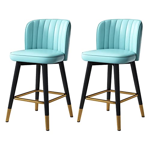 Hocker, 2er-Set, drehbare Barhocker in Thekenhöhe mit Rückenlehne aus Kunstleder, gepolsterte Barhockerinsel für die Küchentheke/Grau/Sitzhöhe 65 cm (Kaffeesitzhöhe 75 cm) von Generic