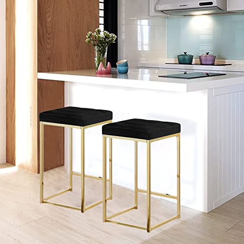 Hocker, rückenfreie Küchenbarhocker, 2er-Set, Thekenhöhe, gepolsterte Barhocker, quadratische Frühstücks-/Esszimmerhocker/Kaffee-/Sitzhöhe: 65 cm (Kaffee-Sitzhöhe: 75 cm) von Generic