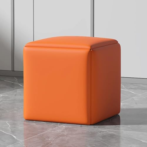 Hocker Aus Kunstleder - Stapelbarer 5-in-1-würfelstuhl Mit Drehrollen - Mehrzweck-fußhocker Und -Bank Für Wohn- Und Esszimmer, Orange, 45CM/17.7INCH von Generic
