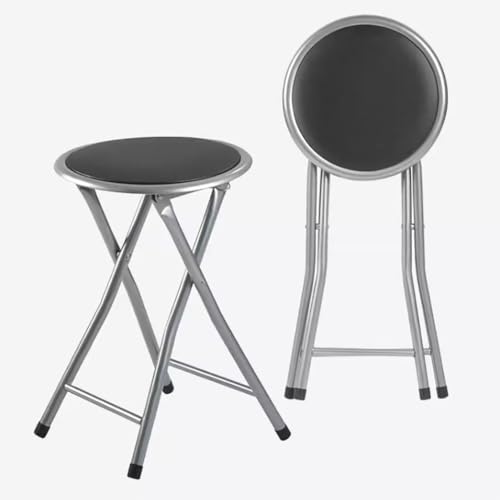 Hocker Barhocker Ohne Rückenlehne Klappbar Hoch, Klappstuhl mit Rutschfesten Füßen für Küche Picknick Garten Party(Black) von Generic