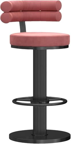 Hocker In Thekenhöhe, Strapazierfähige Barhocker Mit Drehbarem Stuhl, Samtsitz Und Runder Fußlehne, Moderne Kücheninsel Esszimmertheke Verstellbare Barhocker, Pink, 65-80cm(25.6-31.5'') von Generic