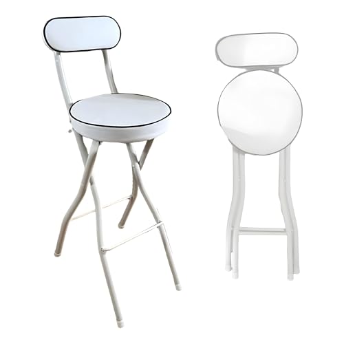 Hocker Klappbar 70/75 cm für Erwachsene, Barstühle mit Rückenlehne und Gepolstert(White,70cm/28in) von Generic