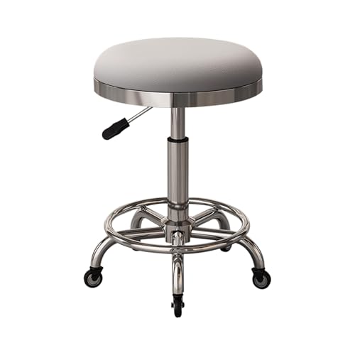 Hocker mit Rollen Teleskophocker Höhenverstellbar 44-52CM Arbeitshocker Bis 150kg Belastbar Drehhocker für Salon Spa und Haushalt(Gray) von Generic