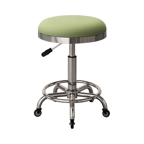 Hocker mit Rollen Teleskophocker Höhenverstellbar 44-52CM Arbeitshocker Bis 150kg Belastbar Drehhocker für Salon Spa und Haushalt(Green) von Generic