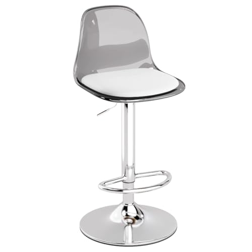 Höhenverstellbare Barhocker Grau mit Acrylrückenlehne und Silberner Fußstütze, Barhocker Outdoor Wetterfest, Gepolsterte Inselstühle mit Glatten Kanten, für Esszimmer(Gray) von Generic
