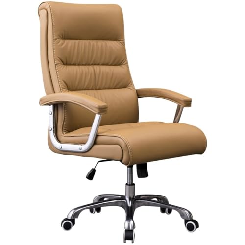 Höhenverstellbarer, Tragbarer Bürostuhl, Bequemer Chefsessel Aus Rindsleder Mit Fußstütze, 360° Drehbar(Khaki Color) von Generic