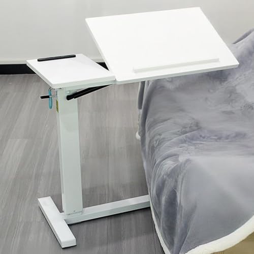 Höhenverstellbarer Betttisch Auf Rollen, Versteckten Rollen, Tragbarer Rolltisch Mit Steckdosen Und USB-Anschlüssen, Tragbarer Rolltisch(White) von Generic
