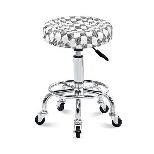 Höhenverstellbarer Rollhocker, Runde Drehhocker mit Fußstütze, Drehrollender Hocker für Spa, Zeichnen, Salon, Tätowierung, Arbeit, Massage, A5 von Generic