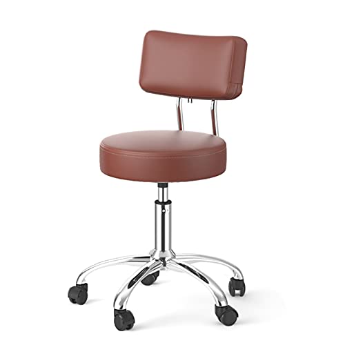 Höhenverstellbarer drehbarer Hocker mit Rückenstütze, Sitzhocker mit Rollen, PU-Leder, perfekt für Spa, medizinischer Stuhl oder Büro zu Hause von Generic
