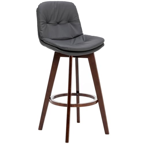 Hohe Schreibtischhocker mit Kunstlederpolsterung und Walnussholzrahmen, Mid-Century Modern Retro Büro Hocker für Kücheninseln, Möbel mit Gebogener Rückenlehne, für Pub/Insel(Gray) von Generic