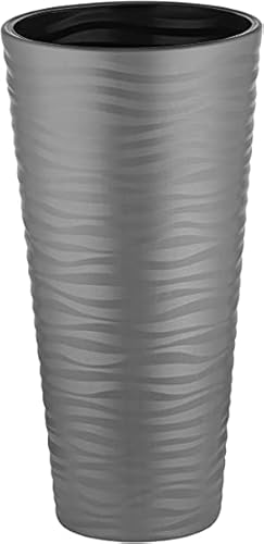 Hoher Blumentopf M anthrazit Vase 70cm Übertopf für Tür drinnen draußen Topf mit Einsatz von Generic