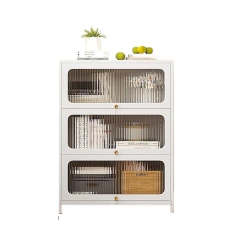 Hohes Bücherregal, Bücherregal mit quadratischen Schranktüren, modernes Bücherregal-Präsentationsregal, Lagerschrank for Zuhause, Büro, Wohnzimmer, weiß(H108*L70*W35cm(Square Doors)) von Generic