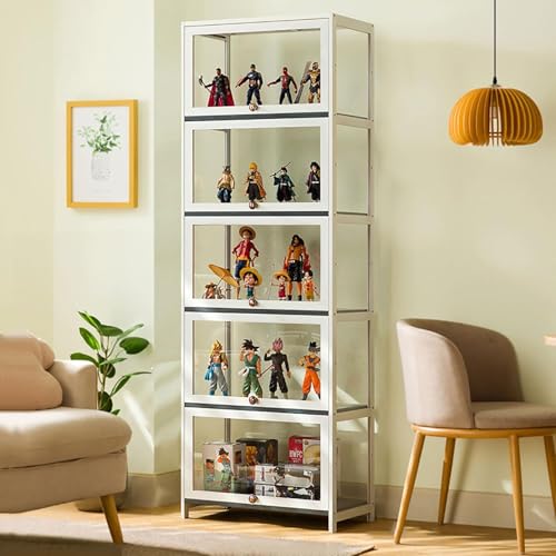 Hohes Bücherregal Acrylglas Vitrine Vitrine Vitrine Mit 5 Ebenen Aufbewahrungsständer Statue Vitrine Glas Vitrine Aufbewahrungsständer Für Sammlerspielzeug, 5, 60cm/23.6in von Generic