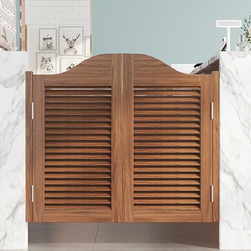 Hollywoodschaukel Aus Massivholz, Pendeltür Halbtür W60-160cm H100cm Für Bar, Küche, Bad Und Korridor, Innendekoration(Brown,150 cm X 100cm) von Generic