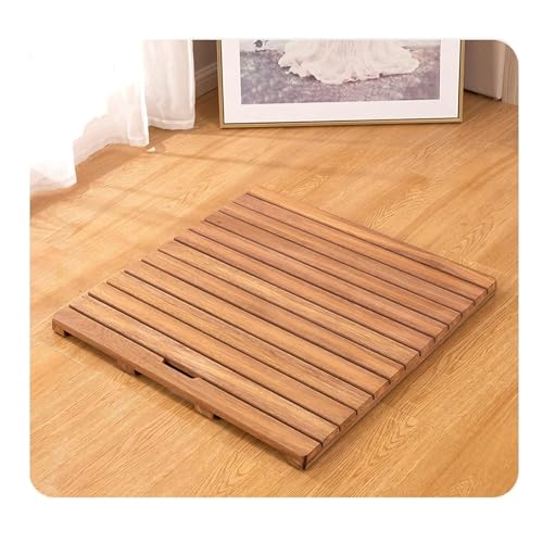 Holz-Badematten Für Drinnen Und Draußen Breite Holz-Badematte Mit Wasserabweisender Beschichtung Teak-Badematten Fürs Badezimmer Für Innen- Und Außendusche(20x32in(50.8x81.2cm)) von Generic