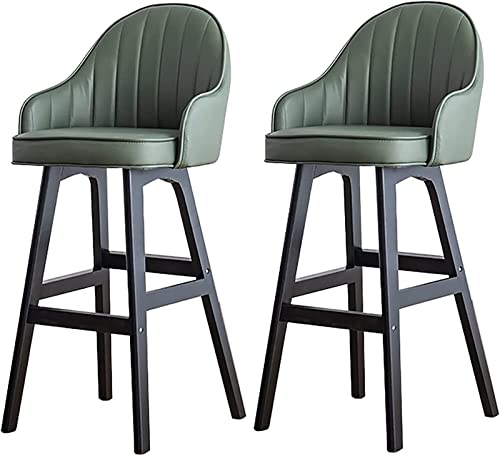 Holz-Barstools-Set mit 2 Counter Height Leather Bar Chair with Back and WoodLegs Stylish Orange Barstool for Kitchen Island Restaurant Pub 78 cm Höhe von Generic