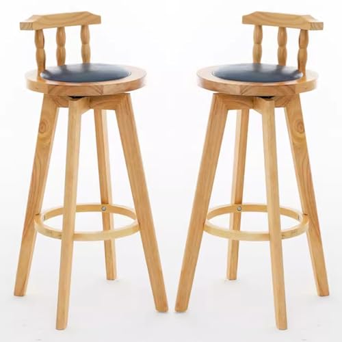 Holz Küchen Frühstückshocker, Barhocker im 2er-Set, EIN Paar Hoher Stuhl, Esszimmerstühle für die Küchentheke, industrielle hohe Barstühle für Haus, Garten und Kneipe von Generic