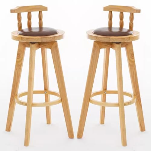 Holz Küchen Frühstückshocker, Barhocker im 2er-Set, EIN Paar Hoher Stuhl, Esszimmerstühle für die Küchentheke, industrielle hohe Barstühle für Haus, Garten und Kneipe von Generic