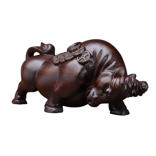 Holz Kuh Statue, Holz Kuh Figur - Glückliche Tierskulptur - Figur Für Tischdekorationen, Skulpturen Ornament Für Home Decor Für Scr-Bücherregal von Generic